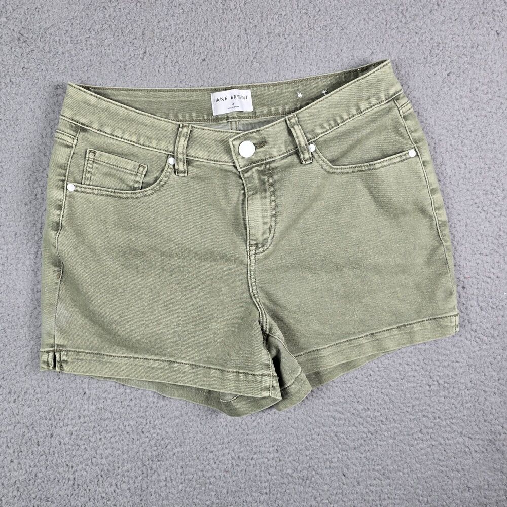 Lane Bryant Womens Shorts 14 Green Signature Fit Flex Magic Waistband Stretch